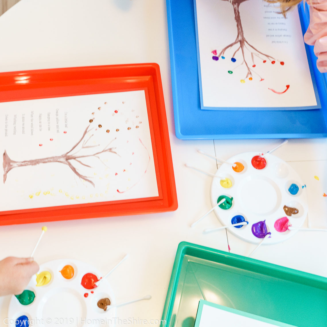 Autumn Tree QTip Painting Free Printable Craft Activity for Kids