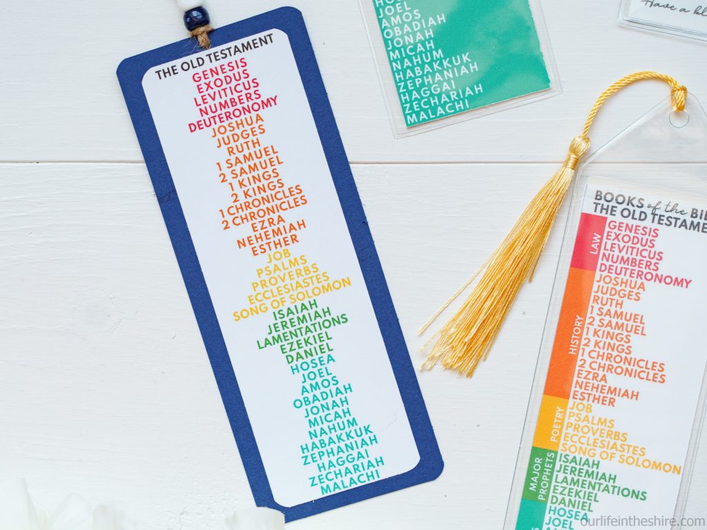 Books of the Bible bookmarks for kids